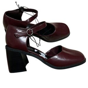 Seychelles Red Mary Jane Ankle Strap Chunky Block Heel Faux Leather Raquel 7.5